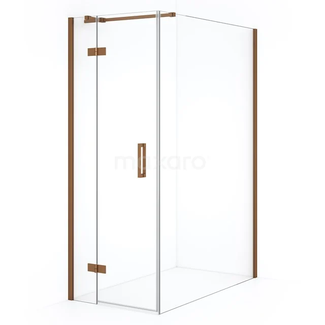 Diamond Shower cabin | 140x90 cm Copper Clear glass Pivot door Rectangle CDB213614310KP Luxury rectangular shower enclosure with clear glass and frosted gold accents, perfect for stylish bathroom decor.