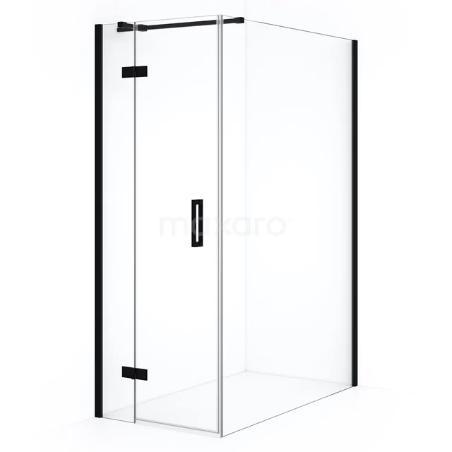 Diamond Shower enclosure | 140x80 cm Matte black Clear glass Pivot door Rectangle CDB213514310MB