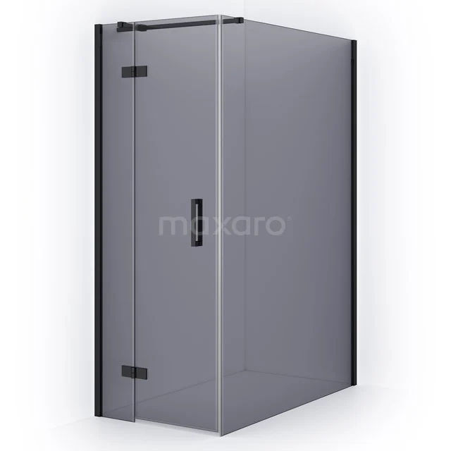 Shower enclosure corner model with black profile, clear glass and sleek design, ideal for a modern bathroom style.