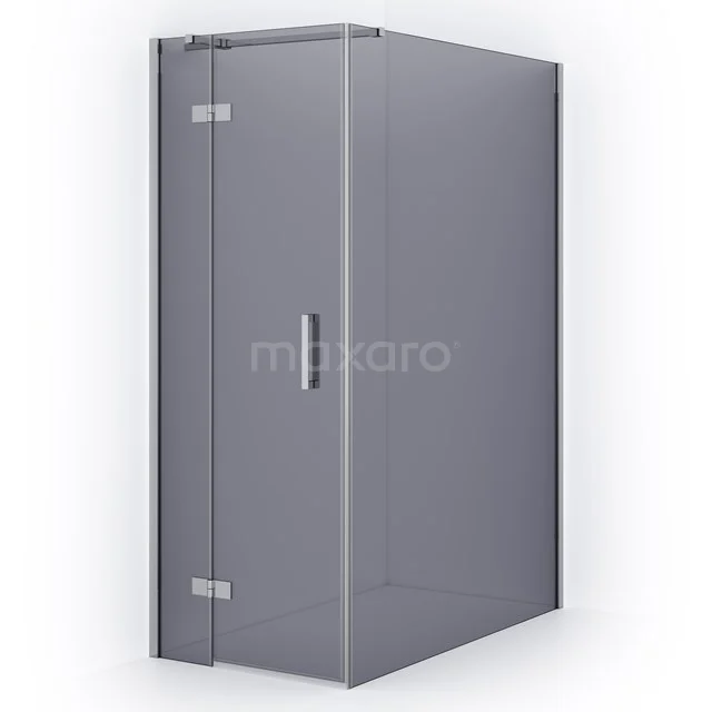 Diamond Shower cabin | 140x90 cm Chrome Smoke glass Pivot door Rectangle CDB213614311C Shower enclosure with corner step, transparent safety glass, silver profiles, minimalist design for modern bathrooms.