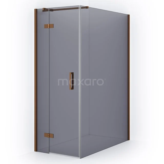 Glasene Duschkabine mit bronzen Akzenten, eckigem Design und Scharnier-Tür, ideal für ein modernes Badezimmer.
