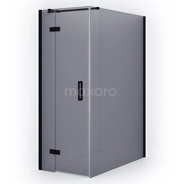 Diamond Shower enclosure | 140x80 cm Matte black Smoke glass Pivot door Rectangle CDB213514311MB