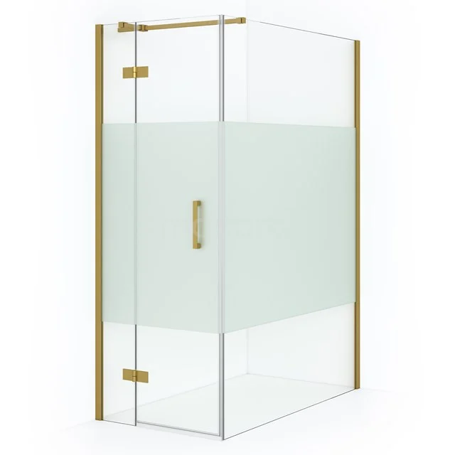 Diamond Shower enclosure | 140x80 cm Gold Clear with matt strip Pivot door Rectangle CDB213514313GGN