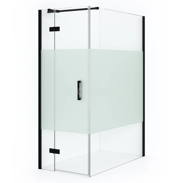 Diamond Shower enclosure | 140x80 cm Matte black Clear with matt strip Pivot door Rectangle CDB213514313MB