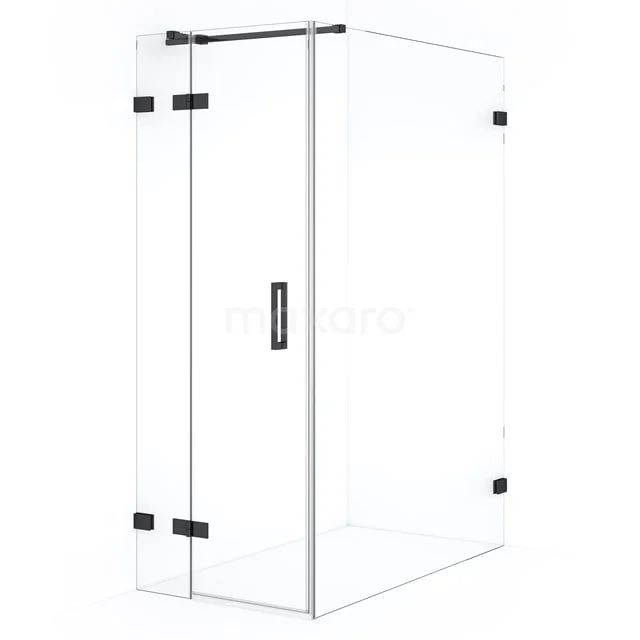 Diamond Duschkabine | 140x90 cm Schwarzchrom Drehtür Rechteck CDB213614320BC Glas Duschkabine mit Eckeinstieg, rechteckigem Design und schwarzen Scharnieren, ideal für ein stilvolles Badezimmer.