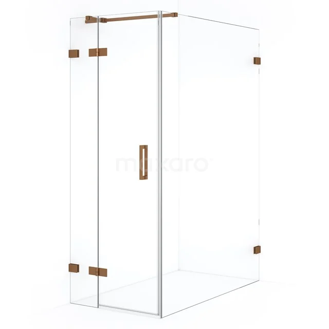 Diamond Douchecabine | 140x80 cm Koper Helder glas Draaideur Rechthoek CDB213514320KP