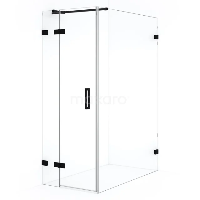 Diamond Shower enclosure | 140x80 cm Matte black Clear glass Pivot door Rectangle CDB213514320MB