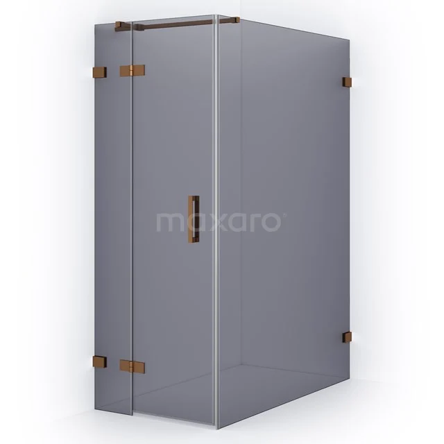 Diamond Duschkabine | 140x90 cm Kupfer Drehtür Rechteck CDB213614321KP Glas Duschkabine mit Matt Schwarz Rahmen und Scharnieren, ideal für einen modernen Badezimmerstil.