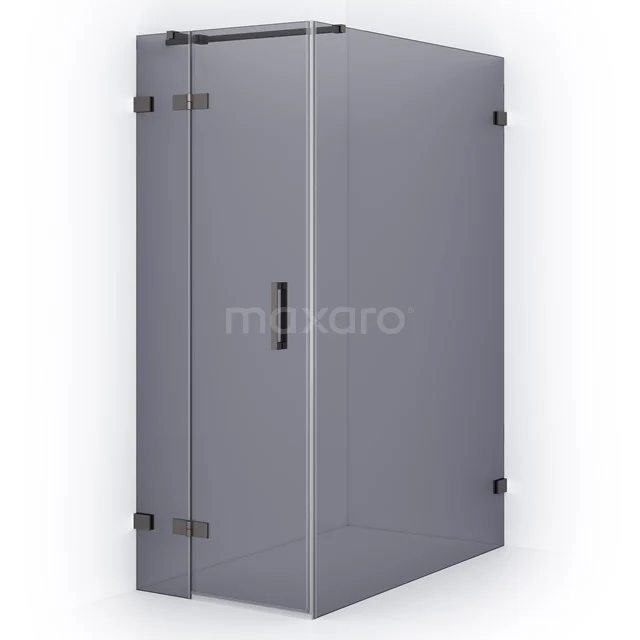 Diamond Shower enclosure | 140x80 cm Black metal Smoke glass Pivot door Rectangle CDB213514321ZM