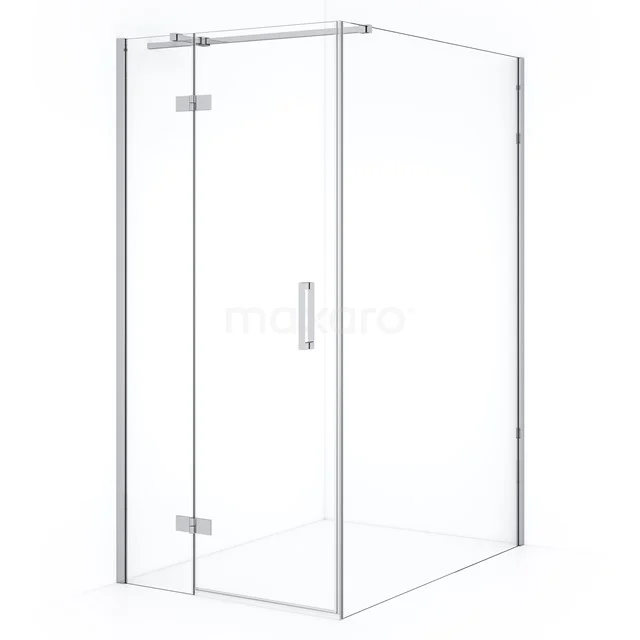 Diamond Duschkabine | 140x100 cm Chrom Drehtür Rechteck CDB214614310C Klarer Glas Duschkabine mit silberfarbenen Rändern, Eckmodell, ideal für ein modernes Badezimmer.