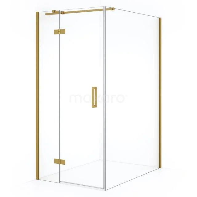 Diamond Duschkabine | 140x100 cm Gold Drehtür Rechteck CDB214614310GGN Glasene Duschkabine mit Messingdetails, schlankem Design und klaren Paneelen, ideal für ein modernes Badezimmer.