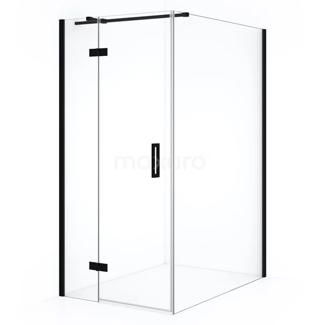 Diamond Shower cabin | 140x100 cm Matte black Clear glass Pivot door Rectangle CDB214614310MB Shower enclosure with clear glass, black profiles and pivot door, modern design, ideal for a stylish bathroom.