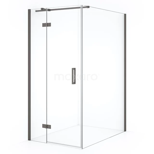 Glass shower enclosure with sleek design, metal hinges and door, ideal for modern bathroom design.