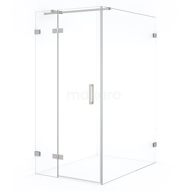Diamond Duschkabine | 140x100 cm Edelstahl Drehtür Rechteck CDB214614320BR Glas Duschkabine mit Eckeinstieg, klare Glaswände, metallene Scharniere und ein schlankes modernes Design für das Badezimmer.