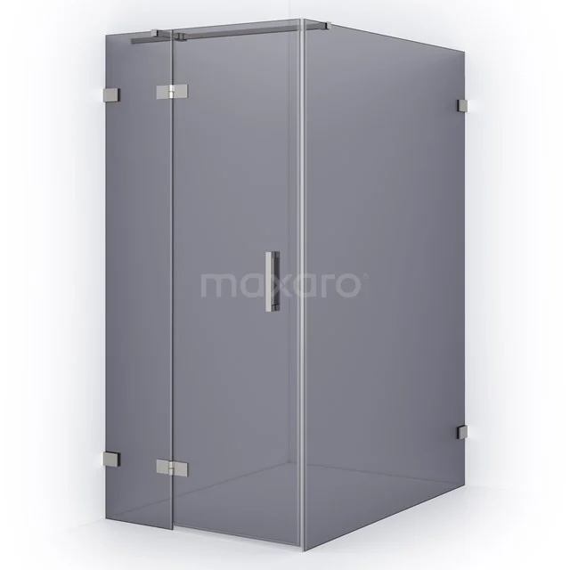 Diamond Duschkabine | 140x100 cm Edelstahl Drehtür Rechteck CDB214614321BR Graue Glaskabine mit Eckeinstieg, metallischen Scharnieren und minimalistischem Design, perfekt für moderne Bäder.