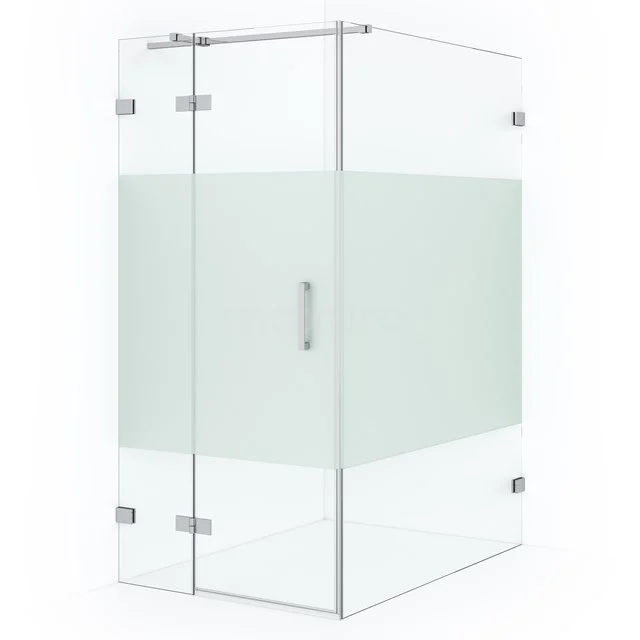 Diamond Duschkabine | 140x100 cm Chrom Drehtür Rechteck CDB214614323C Glasene Eck-Duschkabine mit Mattglas-Detail, rostfreien Scharnieren und Haltegriff, ideal für moderne Bäder.