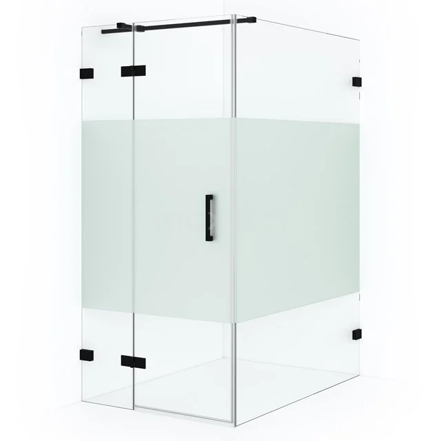 Diamond Shower enclosure | 140x100 cm Matte black Clear with matt strip Pivot door Rectangle CDB214614323MB