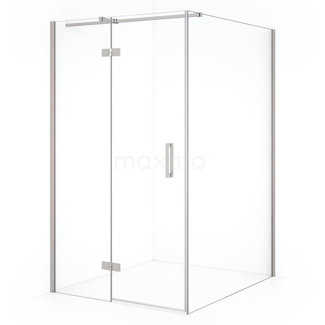 Diamond Shower cabin | 140x110 cm Stainless steel Clear glass Pivot door Rectangle CDB216514310BR Shower enclosure with corner entry, sleek design and metal hinges; ideal for a modern bathroom.