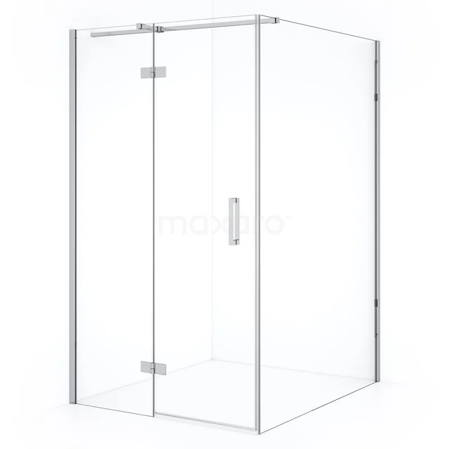 Shower enclosure rectangular with hinged door, clear glass and aluminium profiles, ideal for a modern bathroom.
