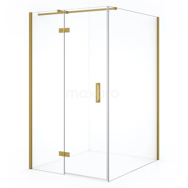 Glas Duschkabine mit Goldakzenten, schlankes Design ideal für ein modernes Badezimmer.