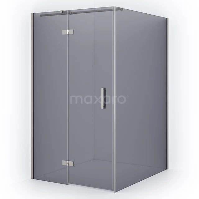 Glass shower enclosure with corner step, clear glass safety glass and silver hinges, ideal for modern bathrooms.