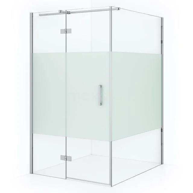 Shower enclosure square glass Clear/Mat, aluminium profiles, 90x90cm, modern look for any bathroom.