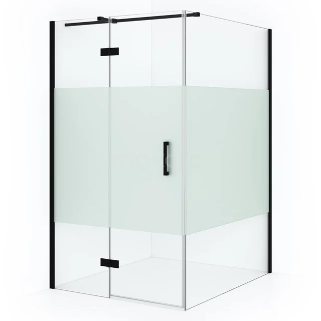 Diamond Shower enclosure | 140x120 cm Matte black Clear with matt strip Pivot door Rectangle CDB216614313MB