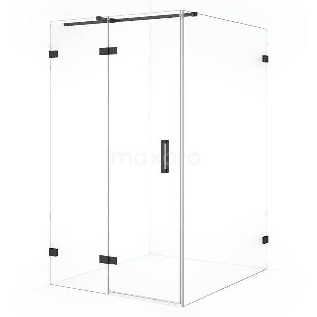 Diamond Duschkabine | 140x110 cm Schwarzchrom Drehtür Rechteck CDB216514320BC Matt Schwarz Glas Duschkabine mit Eckzugang, schlankes Design und Drehtüren, perfekt für ein modernes Badezimmer.