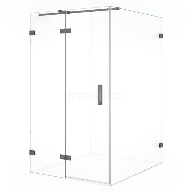 Diamond Duschkabine | 140x120 cm Schwarzes Metall Drehtür Rechteck CDB216614320ZM Duschkabine mit klaren Glaswänden, metallischen Scharnieren und modernem Design, ideal für stilvolle Badezimmergestaltung.