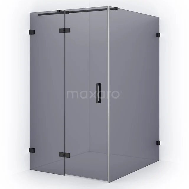 Diamond Shower enclosure | 140x120 cm Black chrome Smoke glass Pivot door Rectangle CDB216614321BC