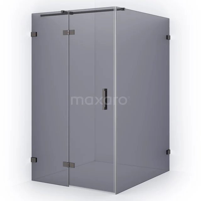 Diamond Shower enclosure | 140x120 cm Black metal Smoke glass Pivot door Rectangle CDB216614321ZM