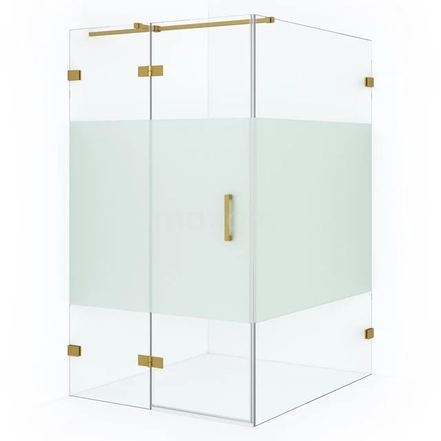 Diamond Douchecabine | 140x110 cm Goud Helder met matte strook Draaideur Rechthoek CDB216514323GG