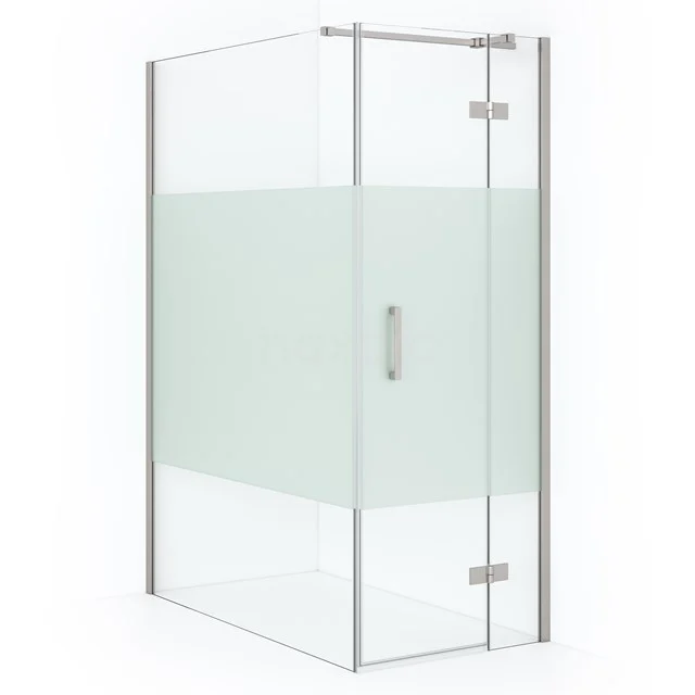 Diamond Duschkabine | 140x80 cm Edelstahl Drehtür Rechteck CDB223514313BR Glas Duschkabine mit mattem und transparentem Glas, Eckmodell, rostfreie Scharniere, ideal für moderne Bäder.