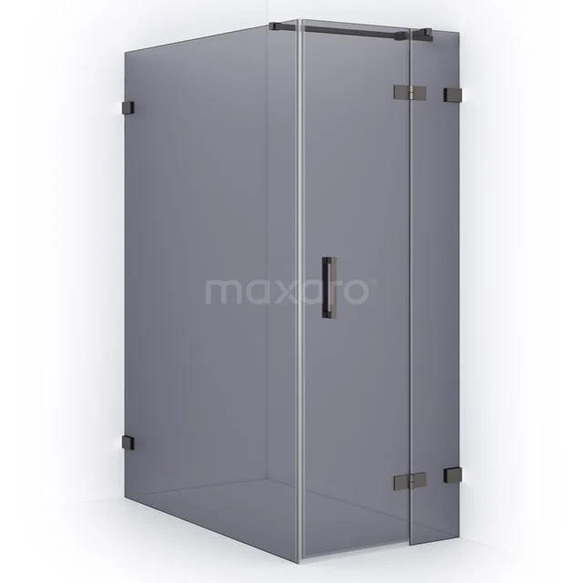 Diamond Shower enclosure | 140x90 cm Black metal Smoke glass Pivot door Rectangle CDB223614321ZM