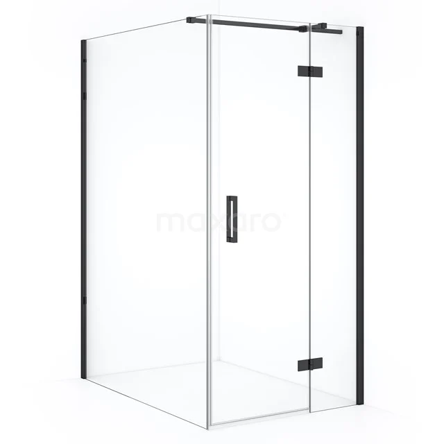 Shower enclosure square clear glass with black accents, modern design, perfect for any stylish bathroom.