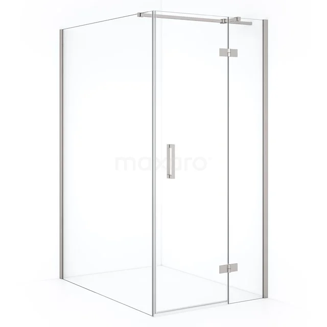 Diamond Shower cabin | 140x100 cm Stainless steel Clear glass Pivot door Rectangle CDB224614310BR Glass shower enclosure square with chrome accents, modern frame and side door, ideal for a stylish bathroom.