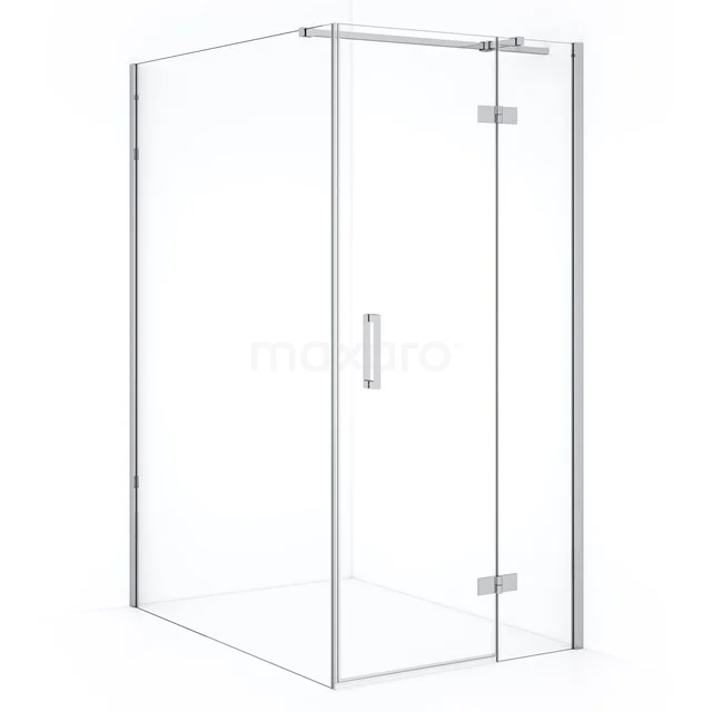 Glas Duschkabine mit Ecktür, transparentem Sicherheitsglas und Aluminiumprofilen, ideal für moderne Bäder.