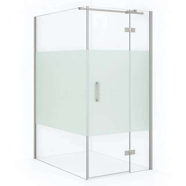 Diamond Shower enclosure | 140x100 cm Stainless steel Clear with matt strip Pivot door Rectangle CDB224614313BR