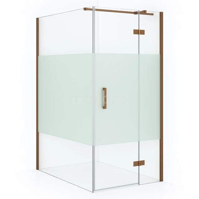 Duschkabine Diamond CDB224614313KP Glas Duschwand mit mattem und klarem Glas, Messingakzenten und Drehtür - luxuriöse Ergänzung für jedes moderne Badezimmer.