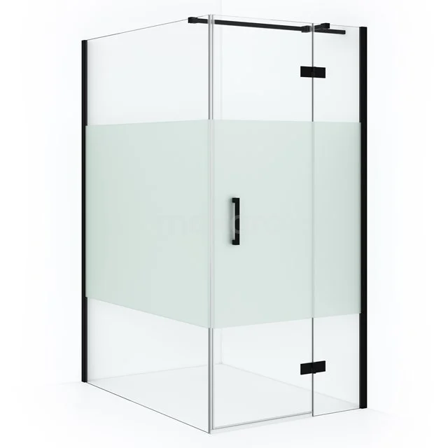 Diamond Shower enclosure | 140x100 cm Matte black Clear with matt strip Pivot door Rectangle CDB224614313MB