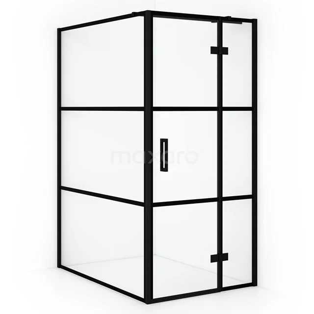 Diamond Shower enclosure | 140x100 cm Matte black Clear with 4 black stripes Pivot door Rectangle CDB224614318MB