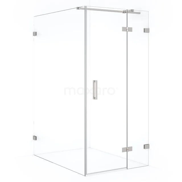 Glass shower enclosure, corner model with hinged doors, clear glass safety glass and chrome details, ideal for modern bathrooms.