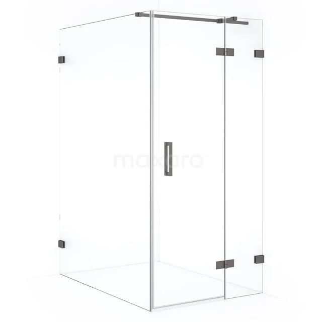 Diamond Shower cabin | 140x100 cm Black metal Clear glass Pivot door Rectangle CDB224614320ZM Glass shower enclosure corner model with hinged doors, clear glass, stainless steel accents and modern design for a stylish bathroom.