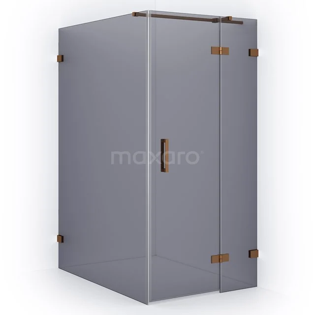 Diamond Shower cabin | 140x100 cm Copper Smoke glass Pivot door Rectangle CDB224614321KP Matt grey Shower enclosure with bronze hinges and Handle, stylish design for a modern bathroom.