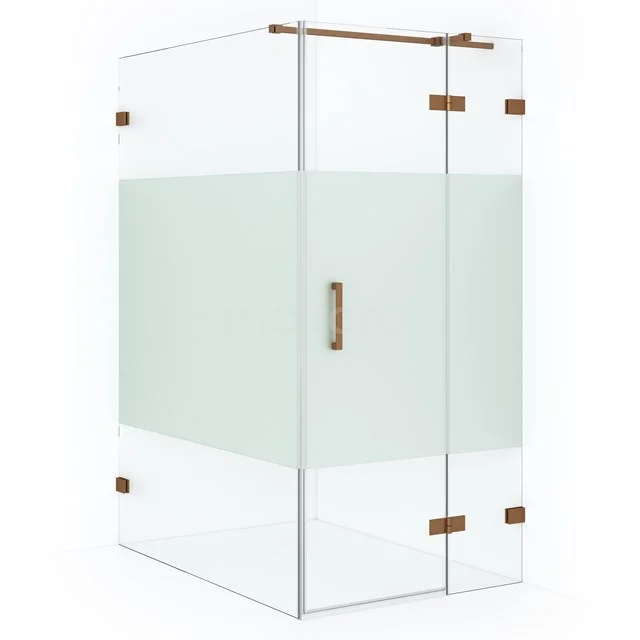 Glas Duschkabine mit Matt Weiß Paneel, Messingdetails und schnörkellosem Design, ideal für ein modernes Badezimmer.