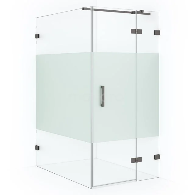 Diamond Shower enclosure | 140x100 cm Black metal Clear with matt strip Pivot door Rectangle CDB224614323ZM