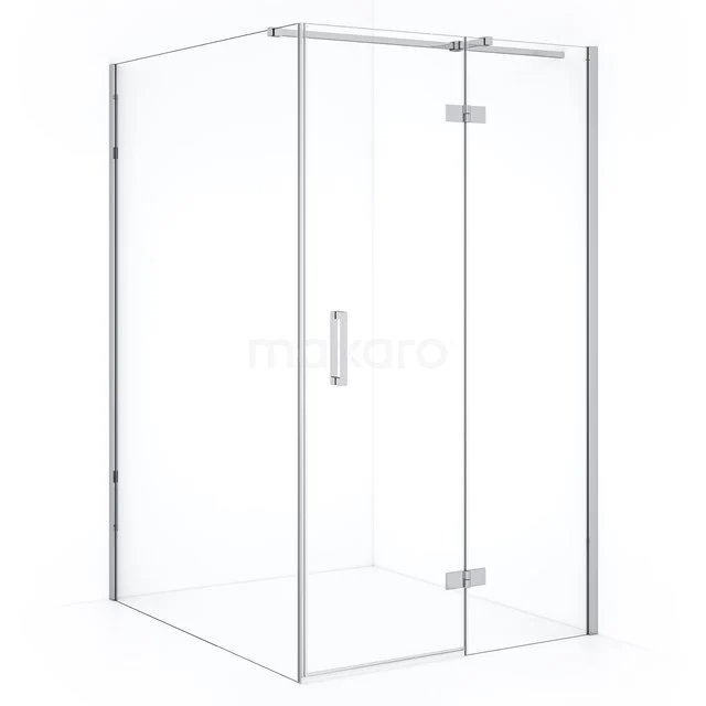 Diamond Shower cabin | 140x110 cm Chrome Clear glass Pivot door Rectangle CDB226514310C Glass shower enclosure, corner-shaped, with chrome hinges and Handle, perfect as a stylish addition to any modern bathroom.