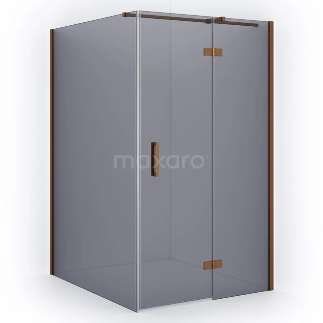 Diamond Shower cabin | 140x120 cm Copper Smoke glass Pivot door Rectangle CDB226614311KP Glass shower enclosure with bronze accents and modern design, ideal for luxury bathrooms.