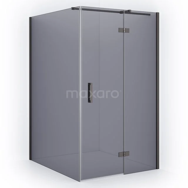 Diamond Shower enclosure | 140x120 cm Black metal Smoke glass Pivot door Rectangle CDB226614311ZMN