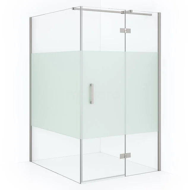 Duschkabine Diamond CDB226514313BR Glasene Eck-Duschkabine mit matter Streifen, quadratischer Form und Edelstahl-Akzenten, ideal für ein modernes Badezimmer.